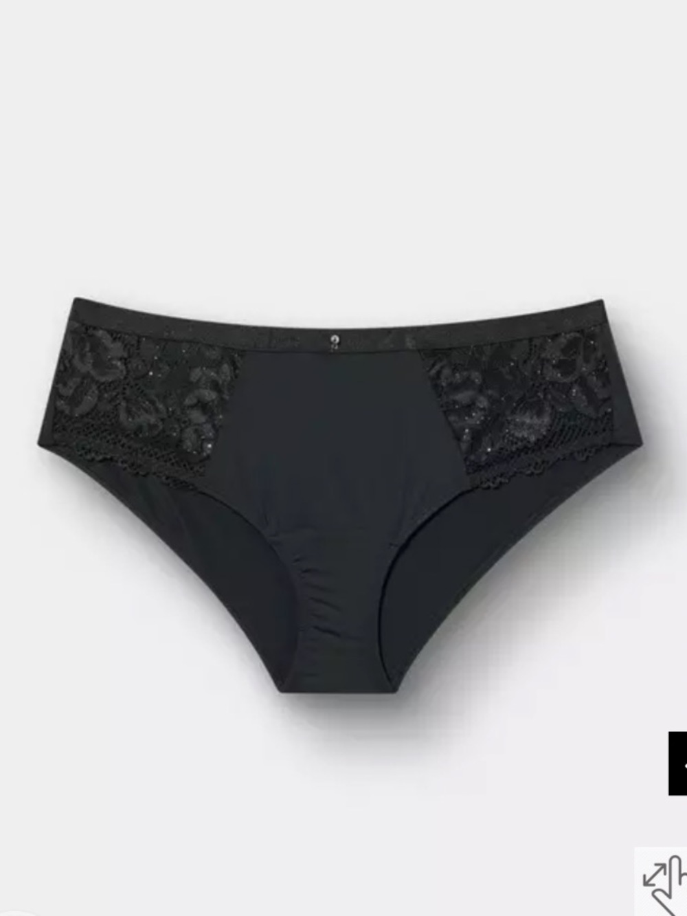 Torrid Sequin & Lace Black Mid-Rise Hipster Panty - Black - Plus Size 3X